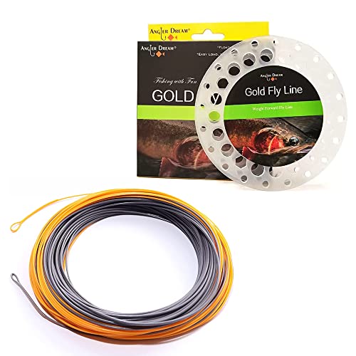 Gold Fly Line 90FT Weight Forward Floating 2 3 4 5 6 7 8 9WT Fly Fishing Line - color: ORANGE + GRAY, size: WF8F-100FT