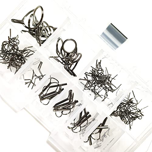 Kalavarma Fly Fishing Rod Repair Guide Kit Classic Fly Rod Wire Loop Fly Tops Sliver,Black,Gun Smoke Color - color: Grey