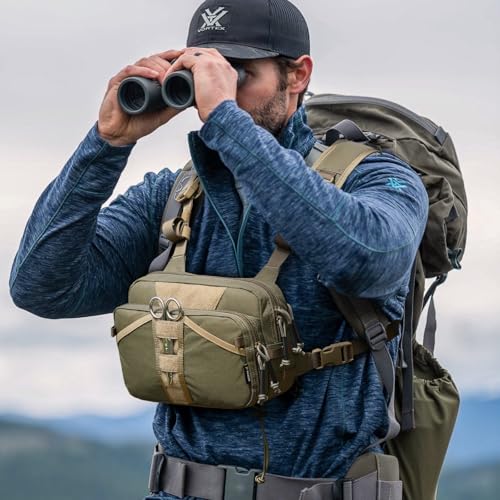 VOTAGOO GEAR Fishing Chest Pack, Fly Fishing Bag for Men and Women, Tackle and Fly Boxes Storage Pack, Hunting Binocular Pack - color: Green
