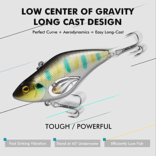 TRUSCEND Shallow or Deep Diving Crankbait with BKK Hooks, Wobble Fishing Lures for Bass Trout Crappie Walleye, Sinking Lipless Vibe Crank Bait for Bass Pike, Amazing Swimbait for Family Fishing - color: A7-2.8",0.6oz
