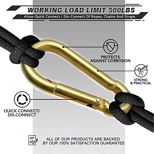 AUTMATCH Carabiner Clips, 3" Spring Snap Hook Caribeener Clips Buckle Pack Grade Heavy Duty Carabiners Quick Link for Camping, Fishing, Hiking, Traveling, 4 Pack - style: Carbon Steel - Gold