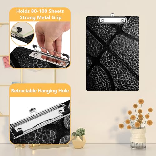 Basketball Texture Black Clipboard, Basketball Stripes Decorative Clip Board with Metal Clip Cute Plastic Clipboards A4 Standard Size 8.5" x 12.5" for Nurses, Students, Office - color: Basketball Stripes