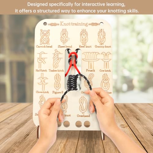 Learn Knot Training Board, 16 Knotting Methods for Beginners, Portable Knot Tying Book for Fishing, Backpacking, Hiking, Outdoor Survival, Camping, Knot-Tying-kit