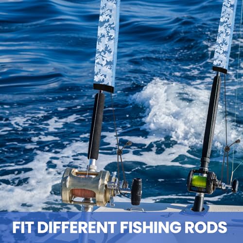 Neoprene Camo Fishing Rod Sleeves,Fishing Pole Sleeves,Fishing Rod Socks | UV Resistance,Puncture Resistant, Protect Casting, Spinning, Trolling Fishing Rods, Storage, tangled-free,75in,68in,60in - color: 2-Blue camo, size: 69"