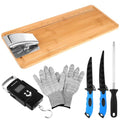6 Pcs Fish Cleaning Kit Include Cutting Board Fish Fillet Boards with Clamp 2 Knife Cut Resistant Gloves Scale with Built in Measuring Tape Sharpening Rod (Classic) - style: Classic