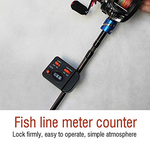 DAUERHAFT Digital Fishing Counter Clip on Rod Fishing Line Fishing Line Meter Counter Material ABS, for Fish Strikes