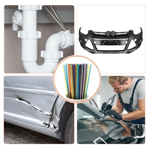 MECCANIXITY 20pcs 8 Inch Plastic Welding Rods PP Welding Strips Welder Rods for Car Bumper, Kayak Repair, Plastic Welder, Black
