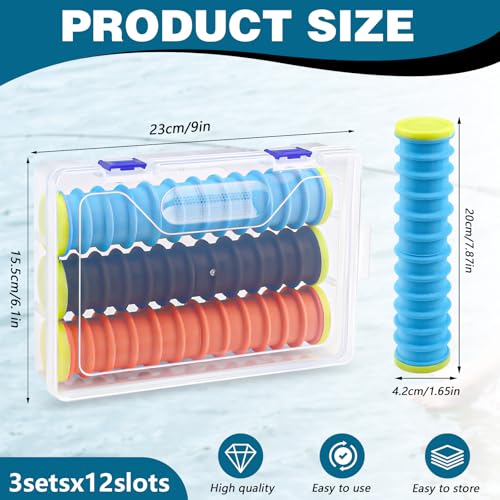 3 Pack Fishing Hook Holder, (1.8x7.9in/4.5x20cm) Fishing Line Holder with 12 Line Slots, EVA Foam Fishing Line Storage Keep Your Fishing Lines