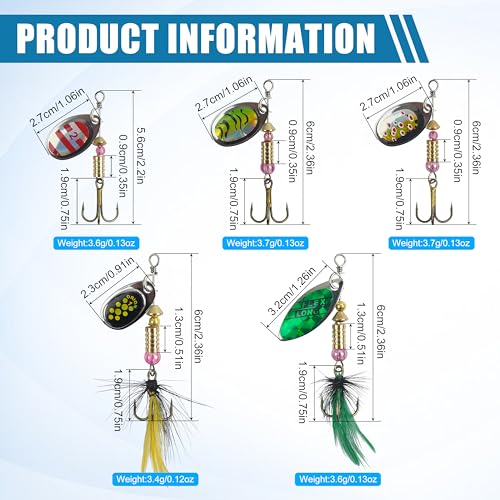 Spinnerbaits Rooster Bait Tail Fishing Lures Kit Inline Spinner Spoon Lures Bass Salmon Trout Hard Metal Spinner Baits for Saltwater Freshwater - style: 5pcs Spinnerbaits-a