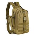 HUNTVP Fishing Sling Bag Lightweight Tackle Bag Small Fishing Backpack Tactical Shoulder Sling Bags for Men with Rod Holder - color: Brown2