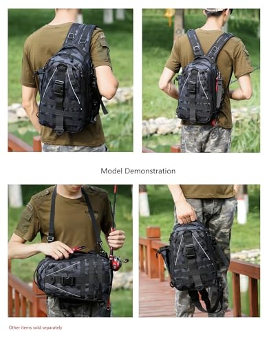 Tactical 10L MOLLE Bag for Fishing Trekking Survival Camping Fitness | Multiple independent pockets, tackle box slots,High-strength nylon,Multiple independent pockets, tackle box slots - color: Camo