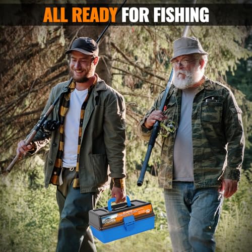 PLUSINNO Large 3 Layers Fishing Tackle Box with Tackle Included, 415Pcs Fishing Lures Kit Contains Pliers, Crankbait, Weights, Accessories, Portable Fishing Gear Gifts for Men Starter Kits Bass Trout - color: Blue