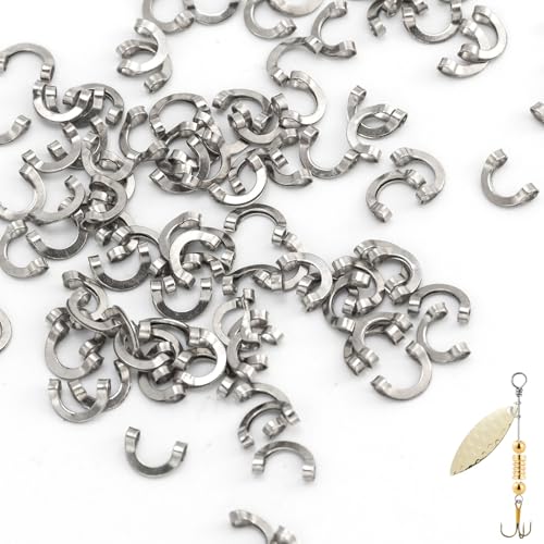 100 Pack Folded Fishing Spinner Clevises, Spinners Fishing Lure Making Accessories for Walleye Rig Alabama Rig