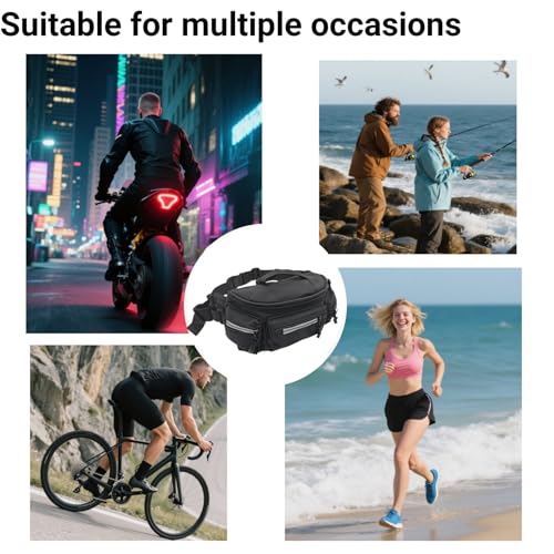 Fanny Pack for Men Women with Reflective Stripe, Concealed Casual Waist Bag with Adjustable Belt for Cycling Hiking Fishing Camping Travel (black) - color: Black