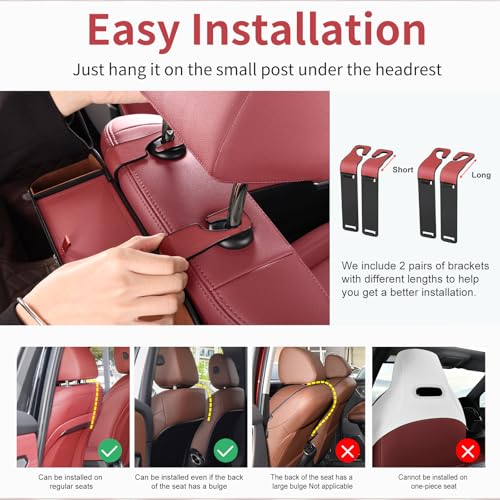 Car Rear Backseat Extra Multifunctional Drink Cup Holder Organizers With Tissue Storage Box Organizer & Hooks For Car Seat Back. Red - color: Red