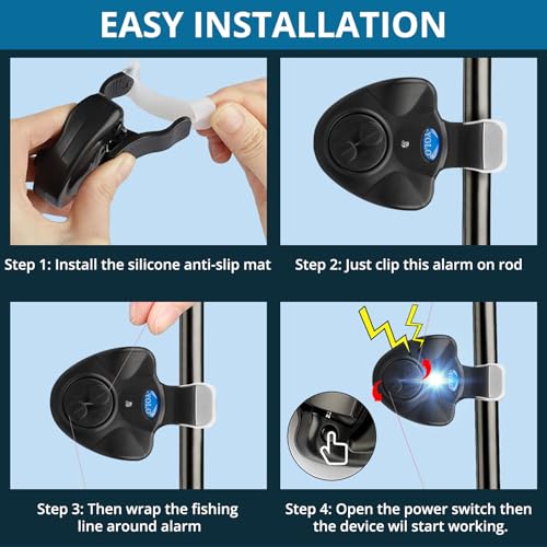 Cooltto Electronic Fishing Bite Alarm with 10 Bonus Batteries – LED & Sound Alert, Sensitive Siren for Day & Night Carp Fishing, Waterproof Sensor for Bank Fishing Rods