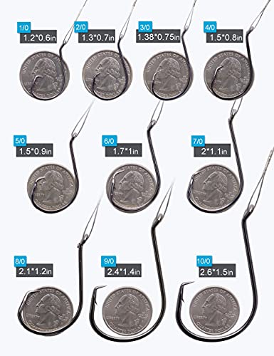 Circle Hooks Rigs Saltwater Steel Leader Wire, 25pcs Heavy Duty Circle Hook with Leader Wire Bass Catfish Fishing Lure Rig - size: 1/0