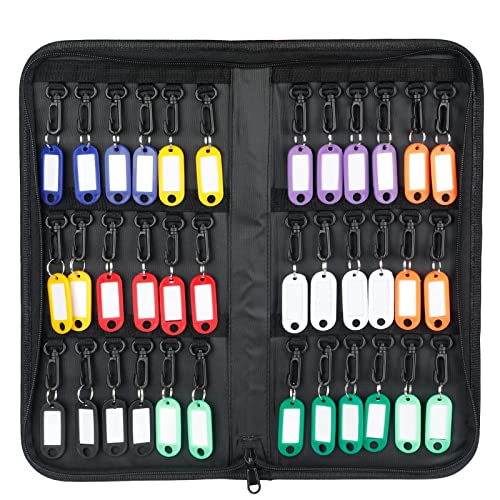Uniclife Zippered Key Case Organizer Waterproof and Fireproof Key Binder with 36 Hooks and Tags Portable Key Storage Book for Offices Real Estate Agencies Hotels and Rental Management - color: Black, size: 36 Keys