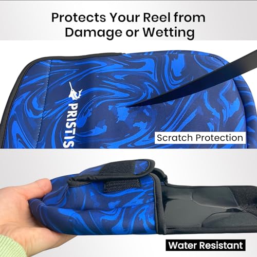 Pristis Spinning Reel Cover, Protective Pouch Bag made of 3mm Thick Impact Resistant Neoprene, Soft Adjustable Fishing Storage Protection Sleeve Case Accessory Gear for 2000-4000 series, size: M - size: M: 2000-4000 spinning reel - 1 Pack