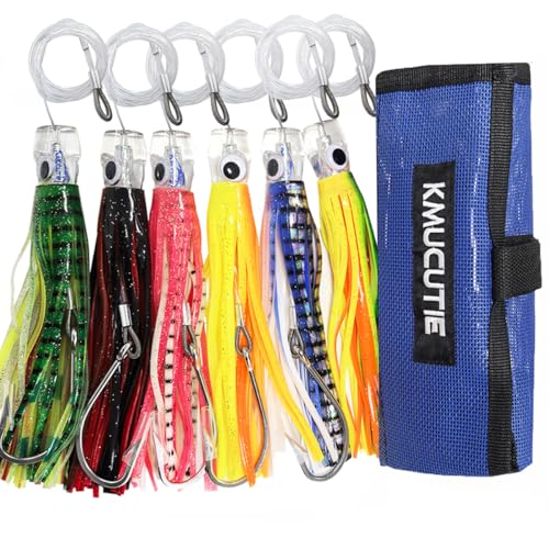 Set 6 Pcs Saltwater Trolling Lure 6.5/7/9 inch Marlin Deep Sea Fishing Bait | For Tuna Dolphin Sailfish Shark Big Game Fishing Tackle - color: 6.5 inch lure / Simple bag