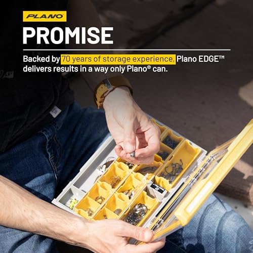 Plano EDGE 3600 Terminal Tackle Storage, Gray and Yellow, Includes 10 Hook Retainers, Rustrictor Rust-Resistant Technology, Waterproof Premium Fishing Utility Box - style: 3600 Terminal