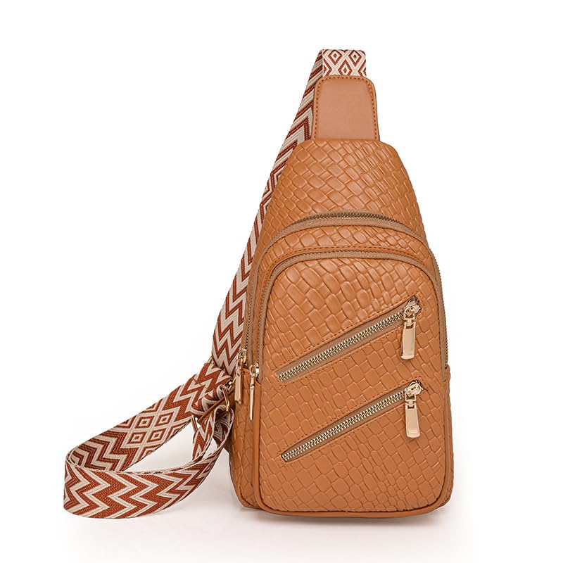 SENDEFN Small Sling Bag Crossbody Bags for Women Vegan Leather Cell Phone Cross Body Purse Fanny Packs Chest Bag for Women - color: B-brown
