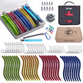 Goture Wacky Worm Fishing Lure Kit with Soft Plastics, Wacky Rig Tools, O-Rings, Worm & Drop Shot Hooks, Beads, Weights & Tackle Box - color: E:143pcs-(4" Soft Worm)&Soft Bait Bag