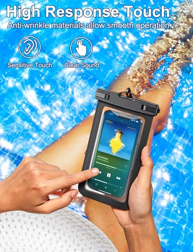 Famoby 3 Pack Black Waterproof Phone Pouch, Phone Waterproof Case,Cell Phone Dry Bag,Protection Level: IP68,Beach Cruise for iPhone,Samsung,and More,Lanyard Included,(Fits Up to 8.3"),Black - color: A,Black 3 Pack