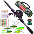 Fishing Rod and Reel Combo - 6.9ft Telescopic Spincast Rod with Left Handed Baitcasting Reel Combos - Sea Saltwater Freshwater Ice Bass Fishing Tackle Set - Fishing Rods Kit - color: A:Baitcasting Combo 6.9FT+Left Handed Reel, size: 2.1M/6.9ft-CATW10