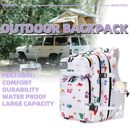 Lovelinks21 25L Tactical Military Backpack Small Travel Rucksack for Men and Women Assault Pack Bug Out Bag Molle Daypack Gym Backpack with Bottle Holder (Cat Paw) - color: Cat Paw