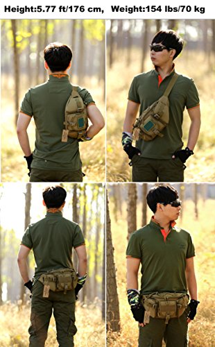 ArcEnCiel Tactical Fanny Pack for Men Women Waist Bag Hip Belt Outdoor Hiking Fishing Bumbag with Patch (Coyote Brown) - color: Coyote Brown