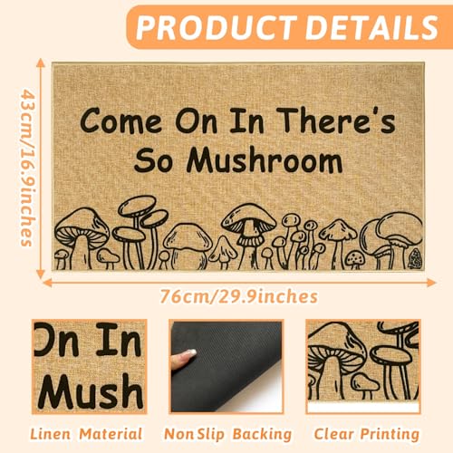 Mushroom Welcome Doormat Funny Cute Mushroom Door Mat Outdoor Indoor Front Door Entrance Mat Floor Mat Inside Outside Non Slip Welcome Doormat Washable Entryway Rug Carpet for Porch Patio - color: Mushroom