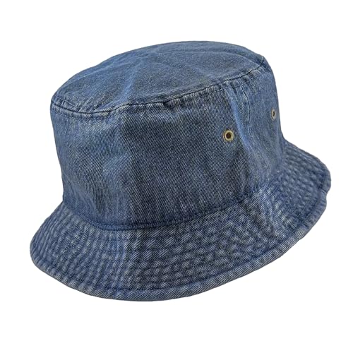 Cotton Bucket Hat Packable Sun Hat – Unisex Summer Travel Beach Fisherman Hat for Men Women Outdoor Fishing Hiking - color: 2. Dark Denim, size: Small-Medium