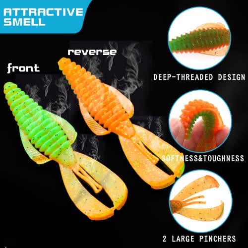 Squid Swimbait Fishing Lures - Tail Octopus Jig Head Glow Soft Plastic Lures - Trout Bass Fishing Baits Kit - color: E-soft worms lures 50pcs 3.15in/0.16oz