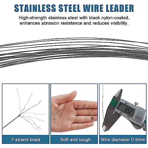Fishing Leaders Saltwater,60pcs Stainless Steel Wire Leaders with Swivels Snap High Strength Fishing Line Leader for Connect Fishing Tackle Lure Bait Rig Hooks,6/8/10inch - color: Silver - 60pcs (6"+8"+10")