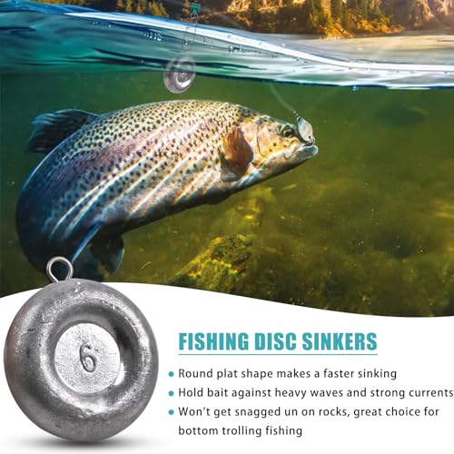 Disc Sinkers Fishing Weights Coin Sinkers Saltwater Surf Fishing Weights Bottom Fishing Drifting Trolling Catfishing Fishing Sinkers Weights Saltwater Tackle 1oz 2oz 3oz 4oz 5oz 6oz 8oz - style: 4oz-8pcs