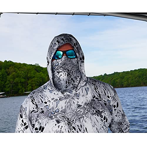 KastKing Men's Hoodie Shirt UPF 50 Long Sleeve Fishing Shirt UV Protection Shirt - color: J:silver Mist With Neck Gaiter, size: Large