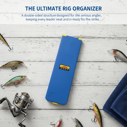 Double-Sided Fishing Line Box with Foam Pad – 2-Layer Tackle Organizer for Rigs & Terminal Accessories, Magnetic Closure Portable Storage Case (Blue, 10.63 x 3.15 in)‌