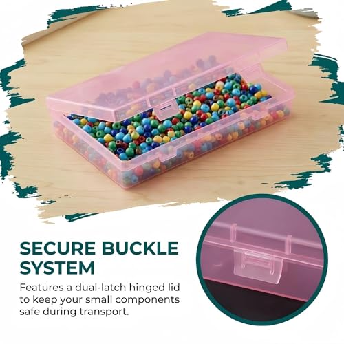 LJY 6 Pieces Rectangular Empty Mini Plastic Organizer Storage Box Containers with Hinged Lids (7.1 x 4.3 x 1.2 inch, Pink) - color: Pink, size: 7.1 x 4.3 x 1.2 inch