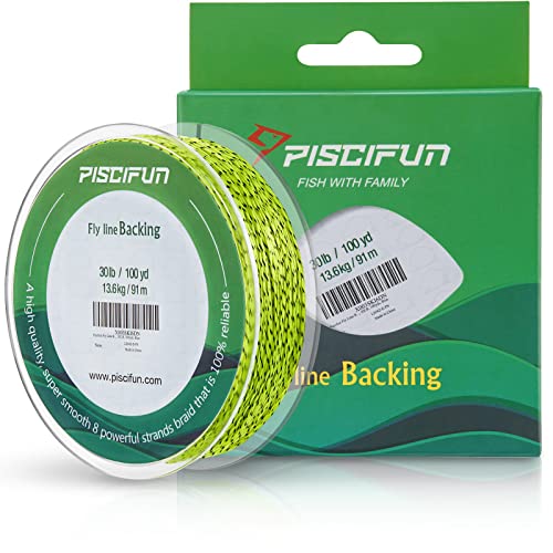 Piscifun Fly Line Backing, Braided Fly Backing Line - color: Fluorescent Yellow/Black, size: 30lb/100yd