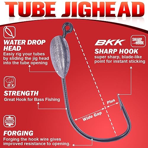 XFISHMAN-Tube-Jig-Heads-for-Bass-Fishing-Tube-Bait-Hooks 1/16oz 1/8oz 3/16oz 1/4oz (12-Pack) - color: 4/0 Hooks, size: 1/4oz(12-Pack)