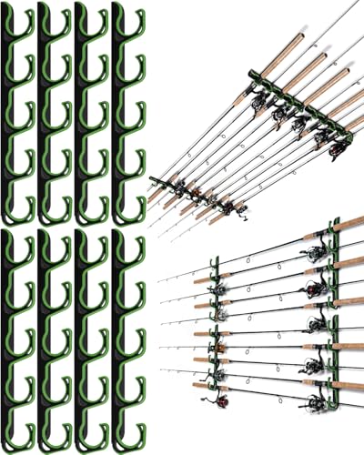 Ghosthorn Fishing Rod Holders for Garage Fishing Pole Holders Ceiling or Wall Mounted Fishing Rod Rack garage Storage Organizer Fishing Gear Equipment for Men Women (Green, 4 Packs) - size: 4 packs holds up 20 rods, style: Green