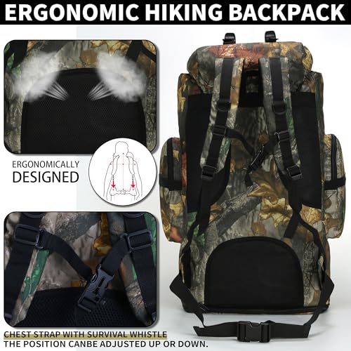 Hiking Backpack for Men 70L/100L Camping Backpack Military Rucksack Molle 3 Days Assault Pack for Climbing | Camping Backpack - color: 100l-maple