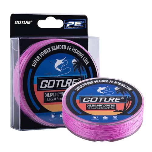 Goture Braided Fishing Line, 8-Strand and 4-Strand Ultra-Smooth UHMWPE Fiber, High Sensitivity Zero Stretch Abrasion Resistant Braid for Saltwater and Freshwater Fishing - color: F2:X 4 Solid Pink, size: 15LB(300yds)