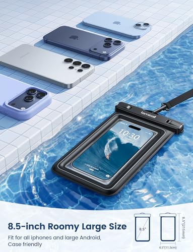 Lamicall IP68 Floating Waterproof Phone Pouch - [2 Pack] Water Proof Phone Case with Lanyard for iPhone 17 16 15 14 13 Pro Max, Galaxy S26 S25 S24 Ultra, Beach Cruise Ship Travel Essentials, 4-8.5" - color: A-White Accent