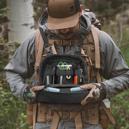 SUNRISING Tactical Chest Rig Bag Modular Tool Bag Tactical Molle Management Bag Detachable Magazine Pouches Plate with Strap Large Capacity Men's Chest Bag for Hunting Running Fly Fishing