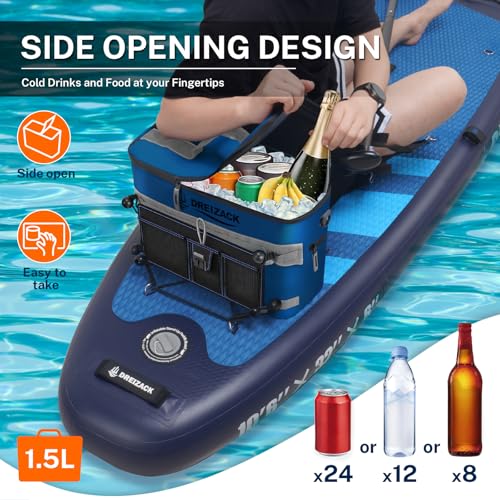 Dreizack Kayak Cooler Behind Seat, Waterproof Cooler for Kayaking,Paddle Board Cooler Compatible with Lawn-Chair Seat Kayak Accessories Cooler Bag Kayak Cooler Tow Behind for Camping Fishing - color: Dark Blue