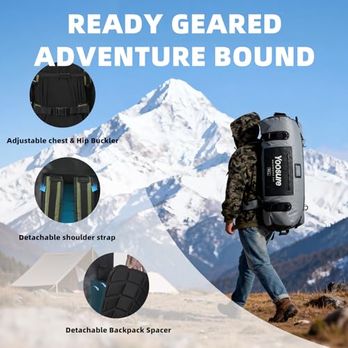 80L Waterproof Duffel Bag Motorcycle Dry Bag Backpack, Waterproof Zippered Bags with Backpack Spacer Pad for Kayaking Rafting Boating Canoeing Camping Paddle Beach (Yellow) - color: Yellow