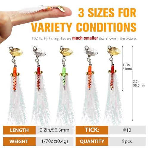 Dovesun Fly Fishing Lures Fly Fishing Flies Wet Fishing Flies Fishing Lures Fishing Spinner for Bass Sunfish Pike Trout 5PCS/10PCS - color: Crazy Charlie-5pcs, size: Hook Size 12#