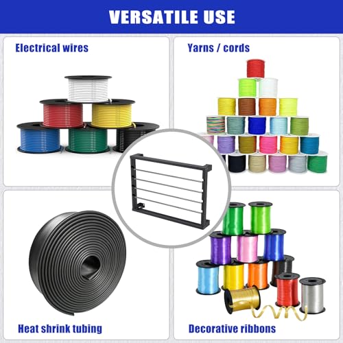 Kipika Portable Wire Spool Rack - Heavy-Duty Steel Cable Dispenser with 4 Adjustable Rods, Spool Rack Holder for Efficient Storage & Dispensing (B: Wall-mounted Wire Spool Holder (4 Rods)) - color: B: Wall-mounted Wire Spool Holder (4 Rods)